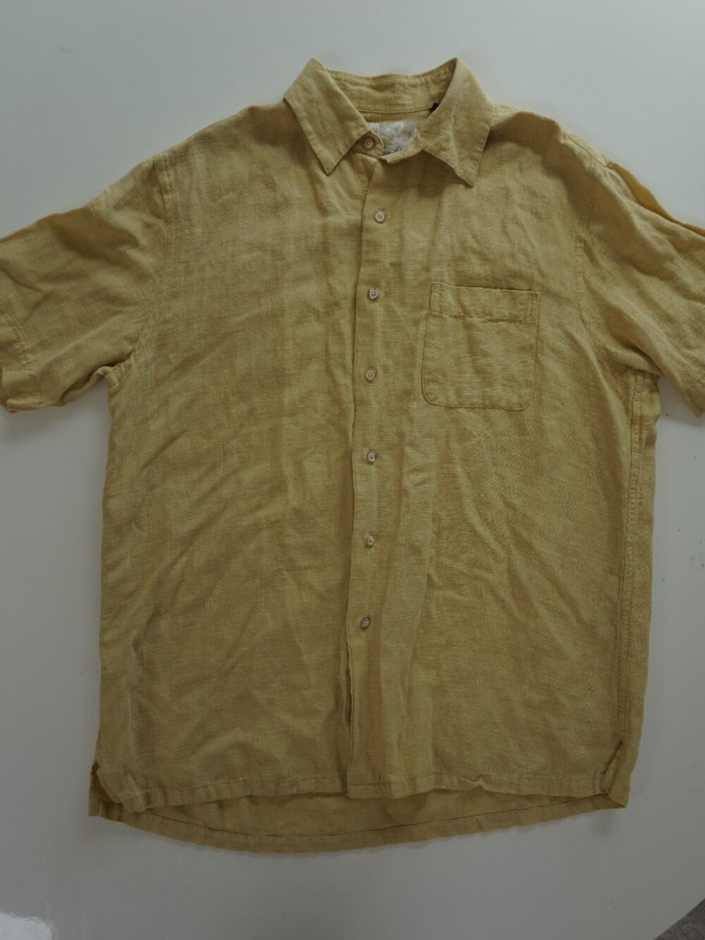 Tasso Elba Butter Yellow Silk Linen Button Up Shirt M